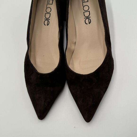 Elodie Suede Chocolate Brown Block Heel Pumps 38  US 7 - Picture 11 of 12